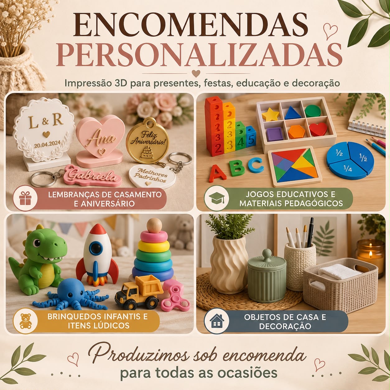 Catálogo de encomendas personalizadas da AM Decor